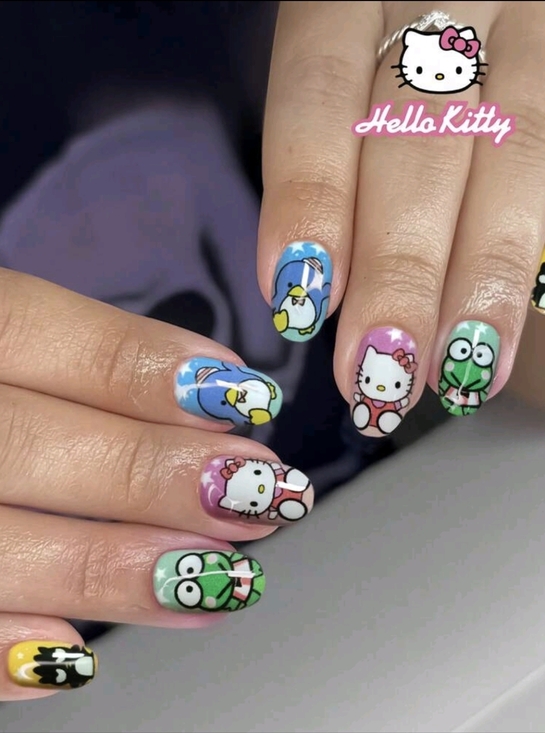 Hello Kitty Accessories - Hello Kitty Multicolor Character Nail Art